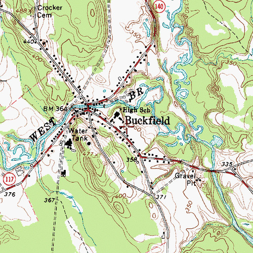 Topographic Map of Buckfield Rescue Department, ME