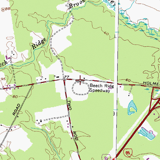 Topographic Map of Beech Ridge Speedway Ambulance Service, ME