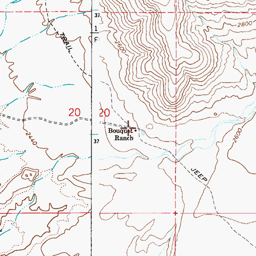 Topographic Map of Bouquet Ranch, AZ