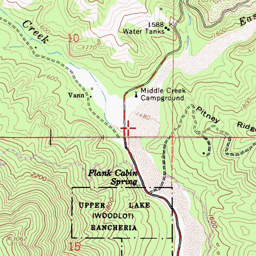 Topographic Map of East Fork Middle Creek, CA