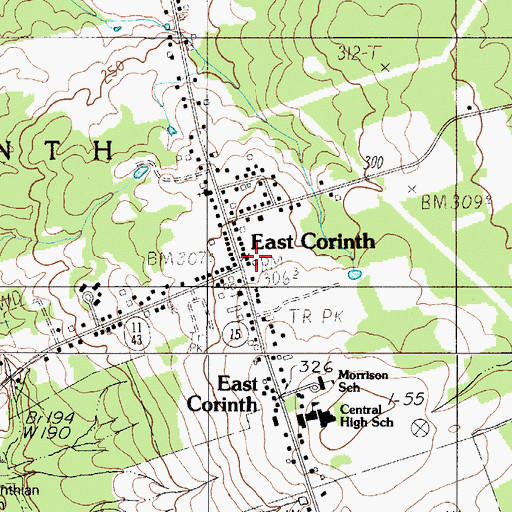 Topographic Map of Corinth Volunteer Rescue Service, ME