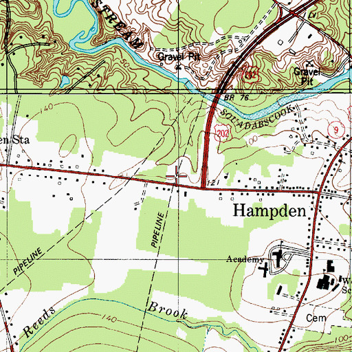 Topographic Map of Hampden Emergency Medical Services, ME