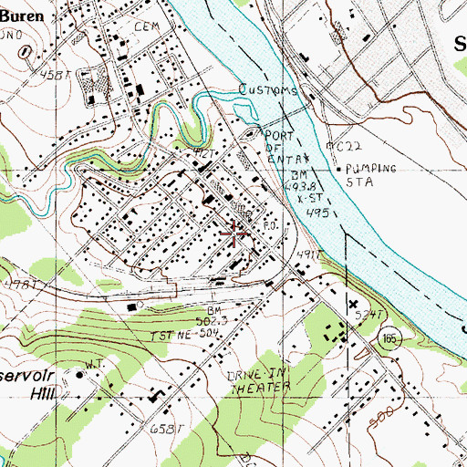 Topographic Map of Van Buren Ambulance Service, ME