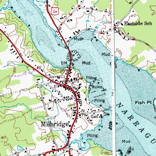 Topographic Map of Petit Manan Ambulance Milbridge, ME