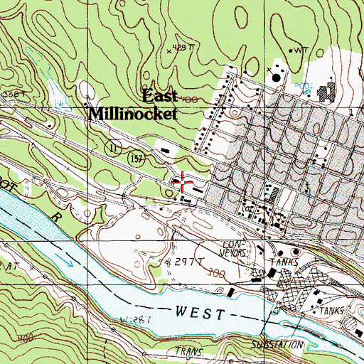 Topographic Map of East Millinocket Ambulance Service, ME