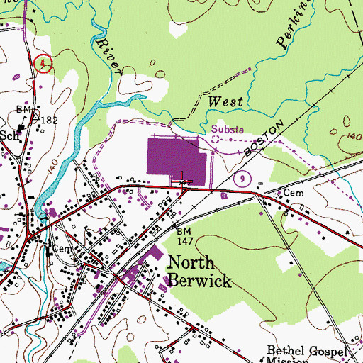 Topographic Map of Pratt and Whitney Protective Ambulance Services, ME