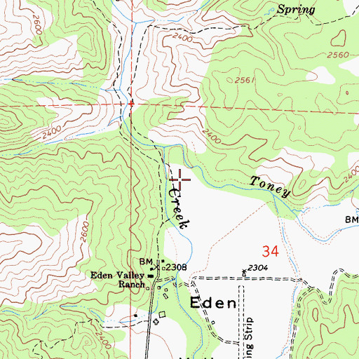 Topographic Map of Eden Valley, CA