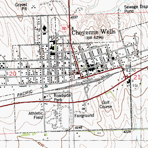 Topographic Map of Cheyenne Wells Fire Department, CO