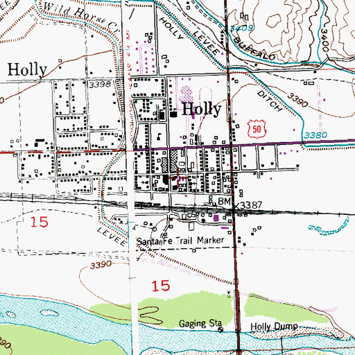 Topographic Map of Holly Volunteer Fire Department, CO