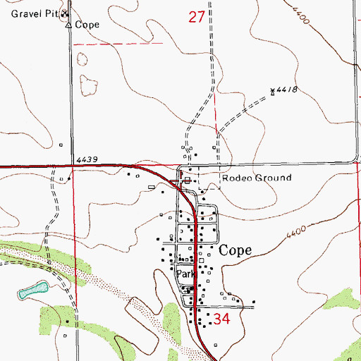 Topographic Map of Cope Fire Department, CO