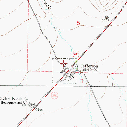 Topographic Map of Jefferson - Como Fire Protection District Station 1, CO