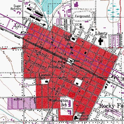 Topographic Map of Rocky Ford Fire Department, CO