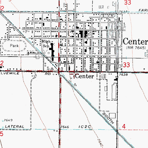 Topographic Map of Center Fire Department, CO