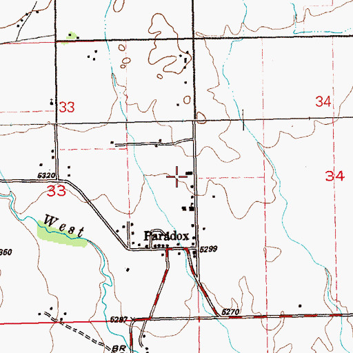 Topographic Map of Paradox Valley Fire Department, CO