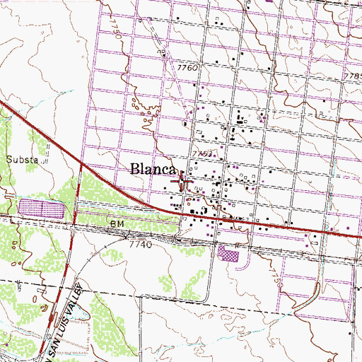 Topographic Map of Blanca Volunteer Fire Department, CO