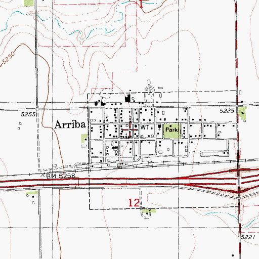Topographic Map of Northeast Lincoln Fire Protection District - Arriba, CO