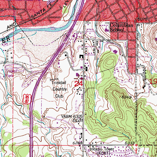 Topographic Map of Trinidad Fire Department Station 1, CO