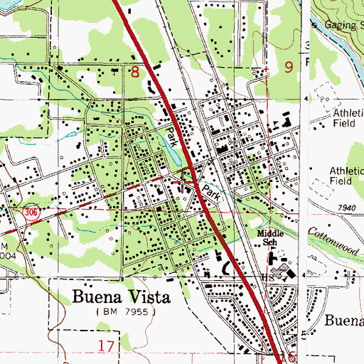 Topographic Map of Buena Vista Fire Department, CO