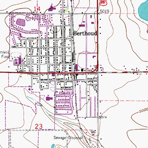 Topographic Map of Berthoud Fire Protection District Station 1, CO
