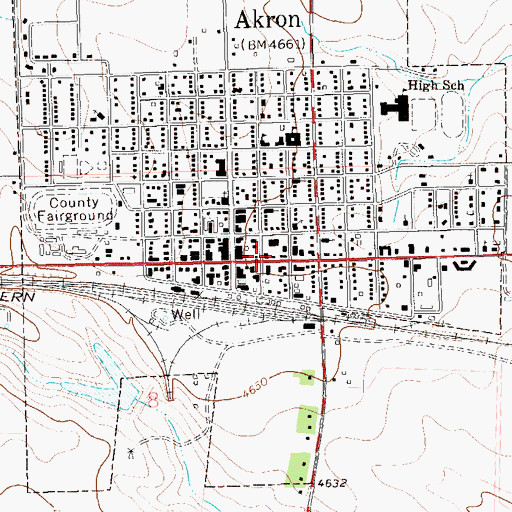 Topographic Map of Akron Volunteer Fire Department, CO