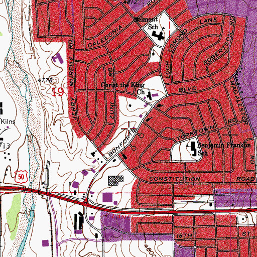 Topographic Map of Pueblo Fire Department Station 8, CO