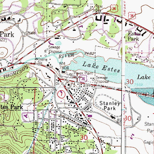 Topographic Map of Estes Valley Fire Protection District Dannels Station, CO