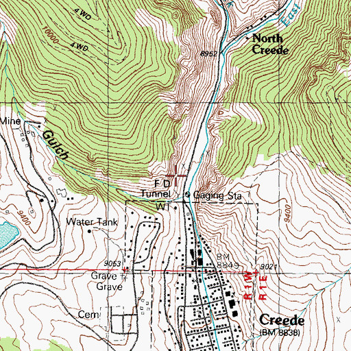 Topographic Map of Creede Fire Department, CO