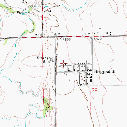 Topographic Map of Briggsdale Fire District, CO