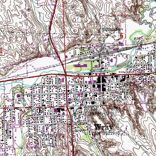 Topographic Map of Wray EMS, CO