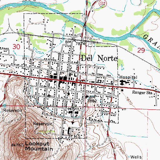 Topographic Map of Del Norte Fire Department, CO