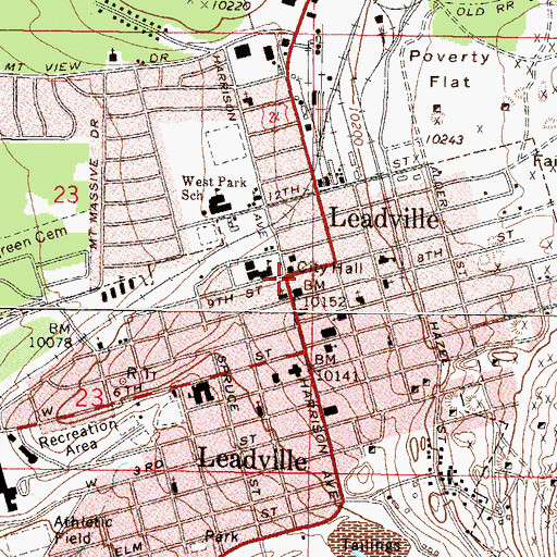 Topographic Map of Leadville / Lake County Fire Rescue, CO