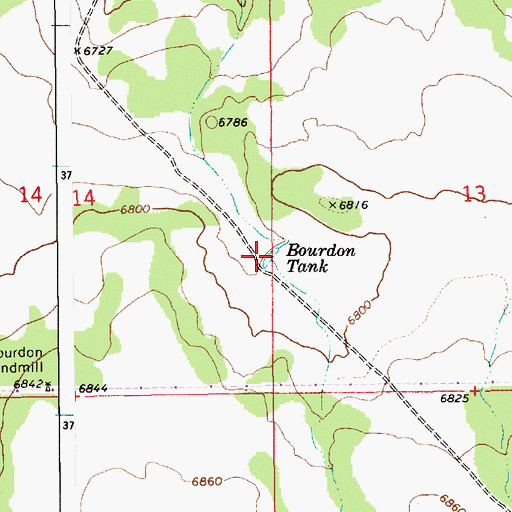 Topographic Map of Bourdon Tank, AZ