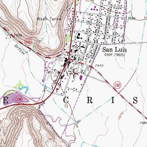 Topographic Map of Costilla County Fire Protection District San Luis Fire Department, CO