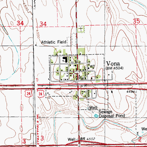 Topographic Map of Vona Fire Department, CO