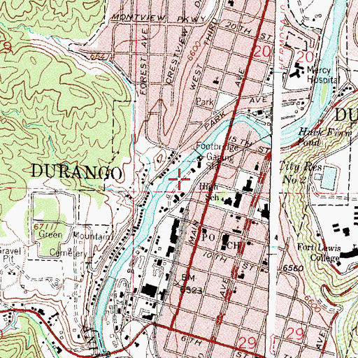 Topographic Map of Durango Fire and Rescue Authority Station 2 - Durango Fire Department, CO