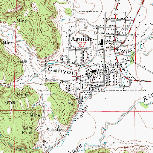 Topographic Map of Spanish Peaks Volunteer Fire Department Aguilar Station, CO
