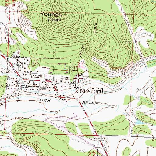 Topographic Map of Crawford Fire Department - Delta Fire Protection District 5, CO