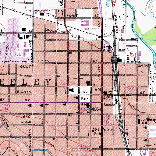 Topographic Map of Greeley Fire Department Station 1, CO