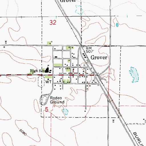 Topographic Map of Pawnee Fire Protection District Grover Fire Department, CO
