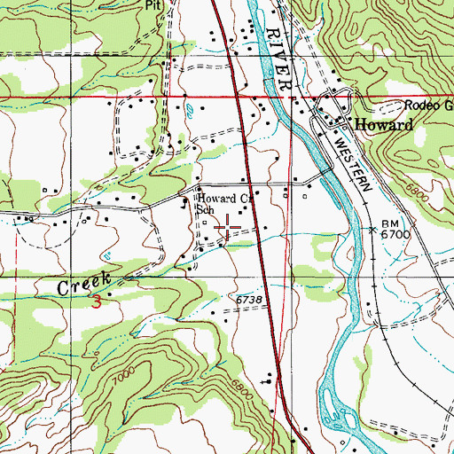 Topographic Map of Howard Volunteer Fire Department, CO