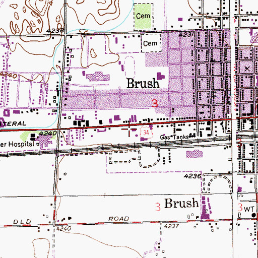 Topographic Map of Brush Fire Department, CO
