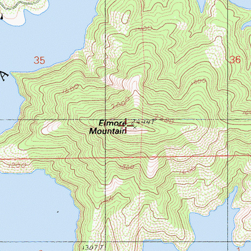 Topographic Map of Elmore Mountain, CA