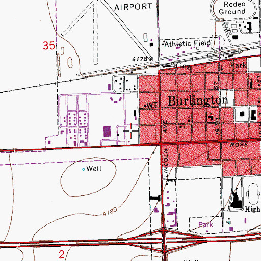 Topographic Map of Burlington Volunteer Fire Department, CO