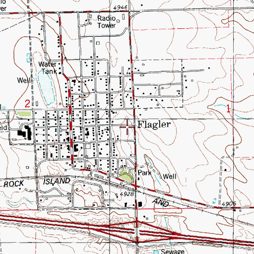 Topographic Map of Flagler Fire Department, CO