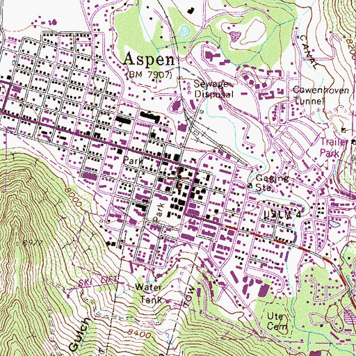 Topographic Map of Aspen Fire Protection District Aspen Fire Department, CO