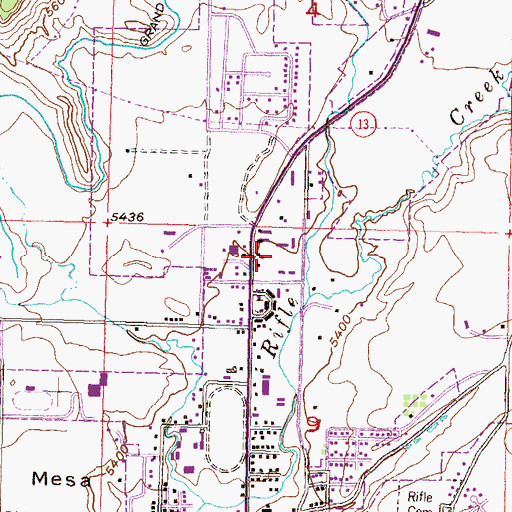 Topographic Map of Rifle Fire Protection District Station 1 Headquarters, CO