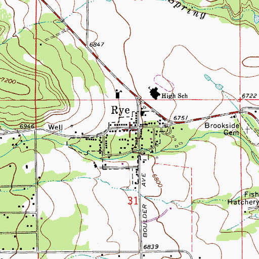 Topographic Map of Rye Fire Protection District Station 1, CO
