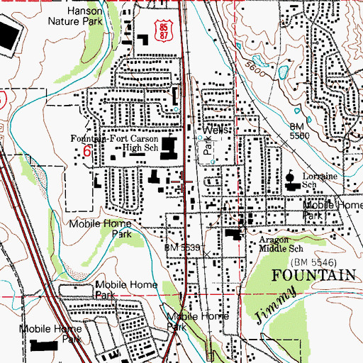 Topographic Map of Fountain Fire Department Station 1 Headquarters, CO