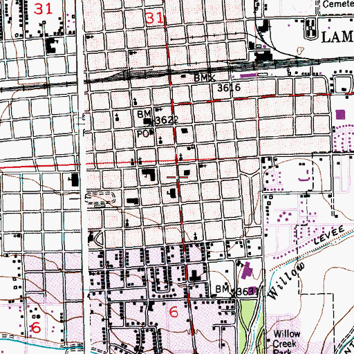 Topographic Map of Lamar Fire Department Station 1, CO