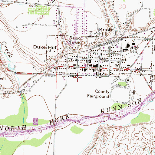 Topographic Map of Hotchkiss Fire Department - Delta County Fire Protection District 4, CO